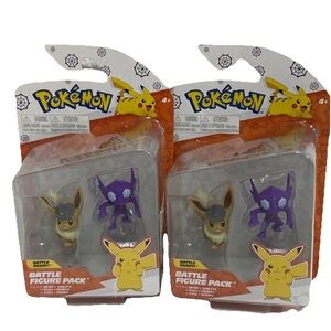 (2) Pokémon EEVEE & SABLEYE 2pc Battle Figure Pack 1" Mini Action Figure Toy Set
